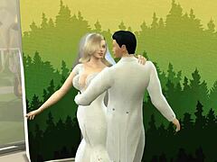 Блондинката получава голям член в задника си в това горещо видео за сватбена рокля!