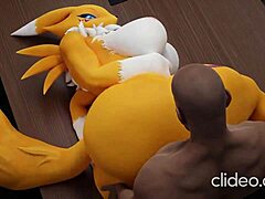 Big tit MILF Renamon gets her monster cock satisfied at work