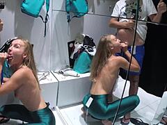 Chubby amateur couple enjoys a real homemade blowjob in fitting room