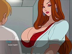 이 헨타이 비디오에서, 브루넷 주부가 섹스를 하며 가슴과 펠라치오를 합니다
