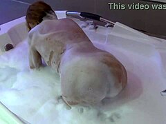 Loving wife enjoys hot tub with cocked friend