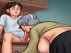משחק הנטאי עם אמא מבוגרת ובן באנימציה לא מצונזרת