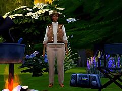 Partie de plaisir à 3 avec Sims version dessin animé à 4 d'une proposition