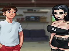 Ucensureret tegneserie gameplay med moden og teen MILF