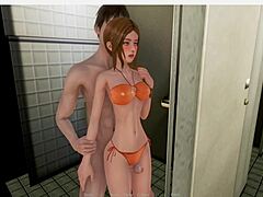 A big cock and big tits make for a steamy 2D porn game