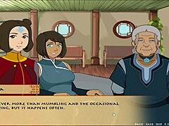 Avatar Korra dan Ibu Katara dalam aksi kartun yang panas