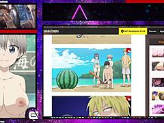 La ragazza animata Uzaki-chan mostra le sue grandi tette e i genitali senza peli