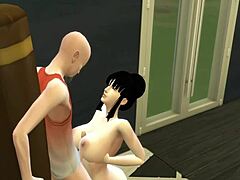 Soția înșelătoare Chichi primește antrenament anal de la Master Roshi în hentai 3D