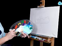 Ryan Keelys uwodzicielsko cosplayuje Boba Rossa podczas lekcji malowania