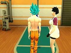 Dragon Ball Hentai: Goku betreibt sexuelle Aktivitäten mit seiner Frau und der Frau seines Sohnes, beide werden anal penetriert