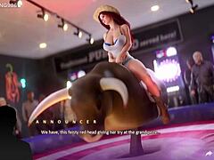 Madrastra madura y curvilínea con grandes tetas las muestra en un juego hentai 3D