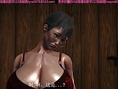Зрелый ледибой с большой грудью в 3D-анимации наказывается возбужденным подростком