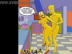 Marge, kypsä kotiäiti, nauttii anaaliseksistä kuntosalilla ja kotona, kun hänen miehensä on töissä tässä parodiassa Hentai-video