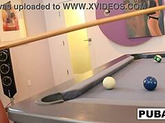 Brooke Brand seductively engages with Vans' genitals during a steamy game of pool