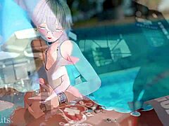 Vipsluts: Kvav koreansk mamma eskorterar en charmig femboy till poolen för en minnesvärd upplevelse