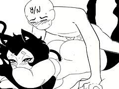 Seductive cartoon cat women getting naughty