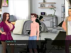 Grote kont en grote lul in een hete pornovideogame met stiefvader en zijn stiefzus