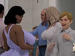 В анимационното порно една възрастна жена с голям задник се държи лошо с голям черен пенис