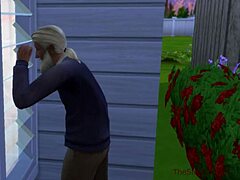 Ældre mand betaler husleje til en ung pige i The Sims 4 Spion Shower
