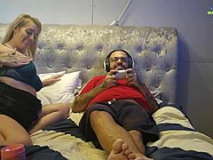 Hardcore action with a blonde girlfriend and her gamer boyfriend