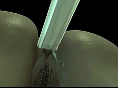 Un compagno virtuale: una strega grassa si fa scopare il culo da un grande dildo e una macchina da scopare in cartone animato in 3D