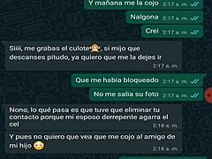 Una madura MILF mexicana y una adolescente comparten un chat de WhatsApp