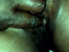 Ebony MILF with big tits masturbates and fingers herself