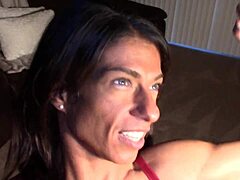 Femdom action with bodybuilder Shenanigans and her strap on